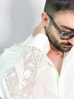 پیراهن آستین گیپوری صدفی - تصویر 2
