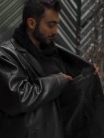 ترنچ کت چرم آستین کیمونو - تصویر 6